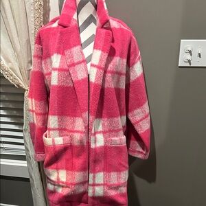 DAVI & DANI Pink Plaid Women's Coat